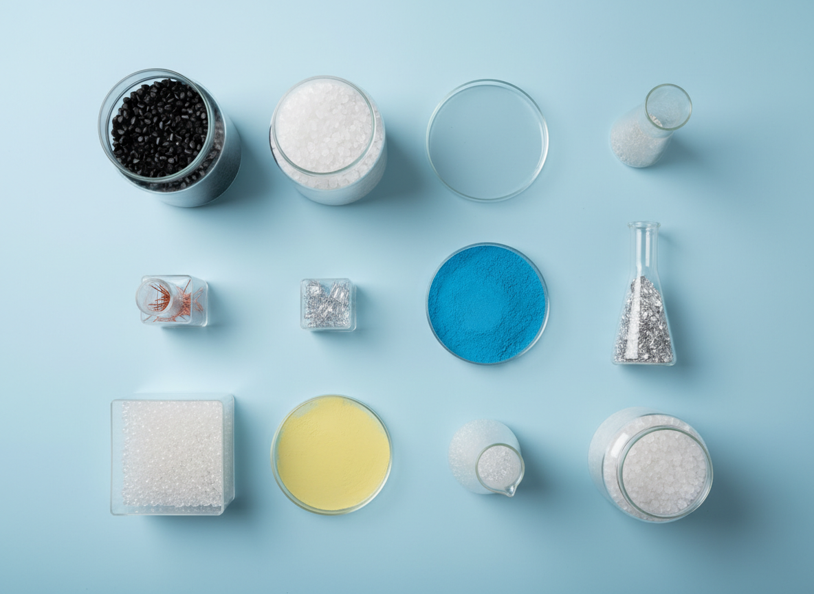 firefly gemini flash top view flat lay, transparent containers arranged in an organized layout on pastel b 648905