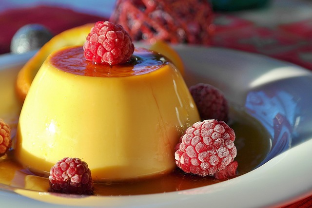 caramel, cream, flan, milk, dessert, vanilla pudding, dish, food, raspberries, pudding, cute, yummy, goodies, sweet, delicacy, treat, confectionery, sweets, flan, flan, flan, pudding, pudding, pudding, pudding, pudding